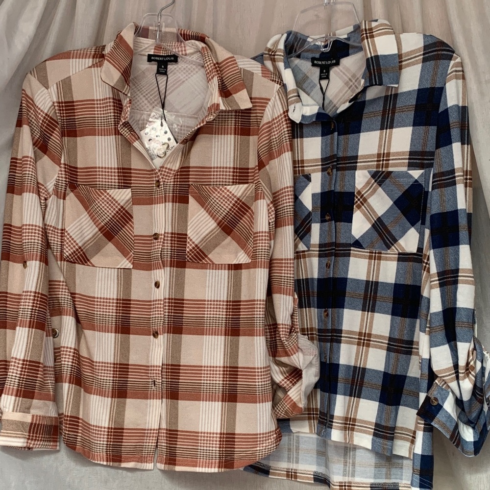 Robert Louis Plaid Button-Down Shirt - Tan & Navy